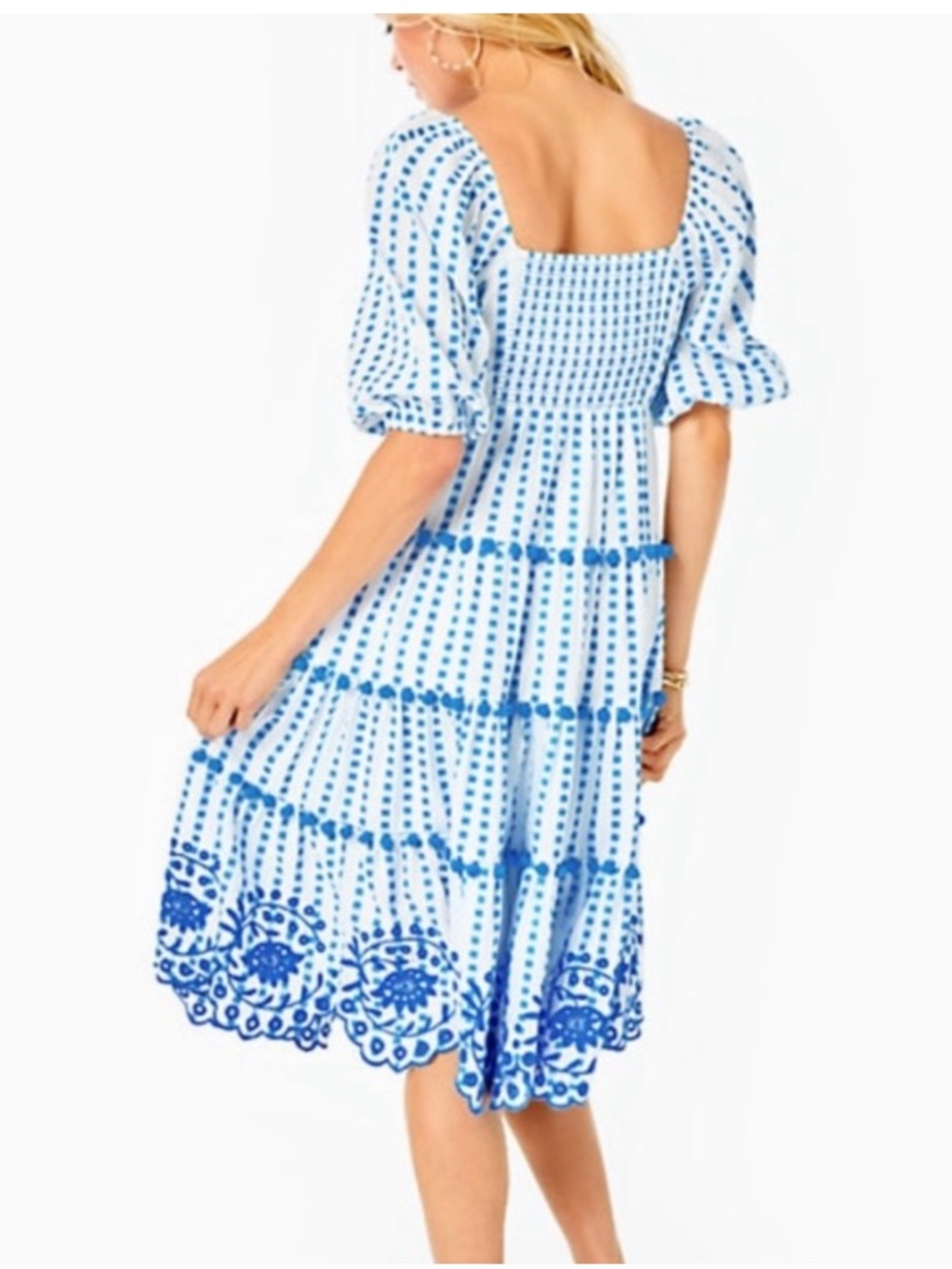 Lilly Pulitzer NEW Sidney Midi Dress Gingham Embroidered Size 4 Country Preppy - Picture 2 of 11